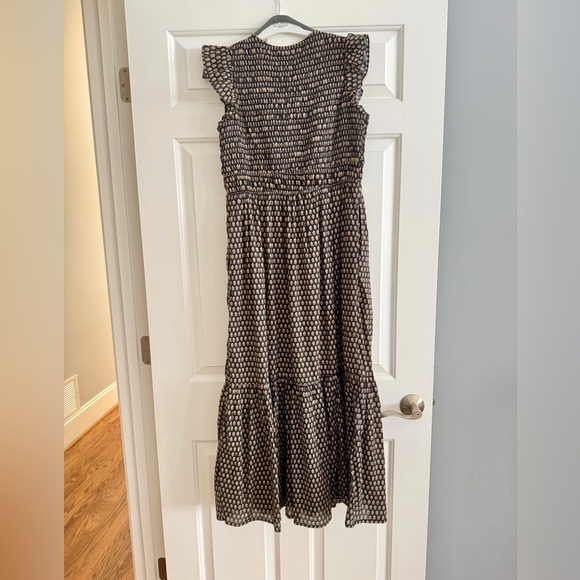 Anthropologie Brown and White Tiered Midi Sundress - Picture 3 of 3